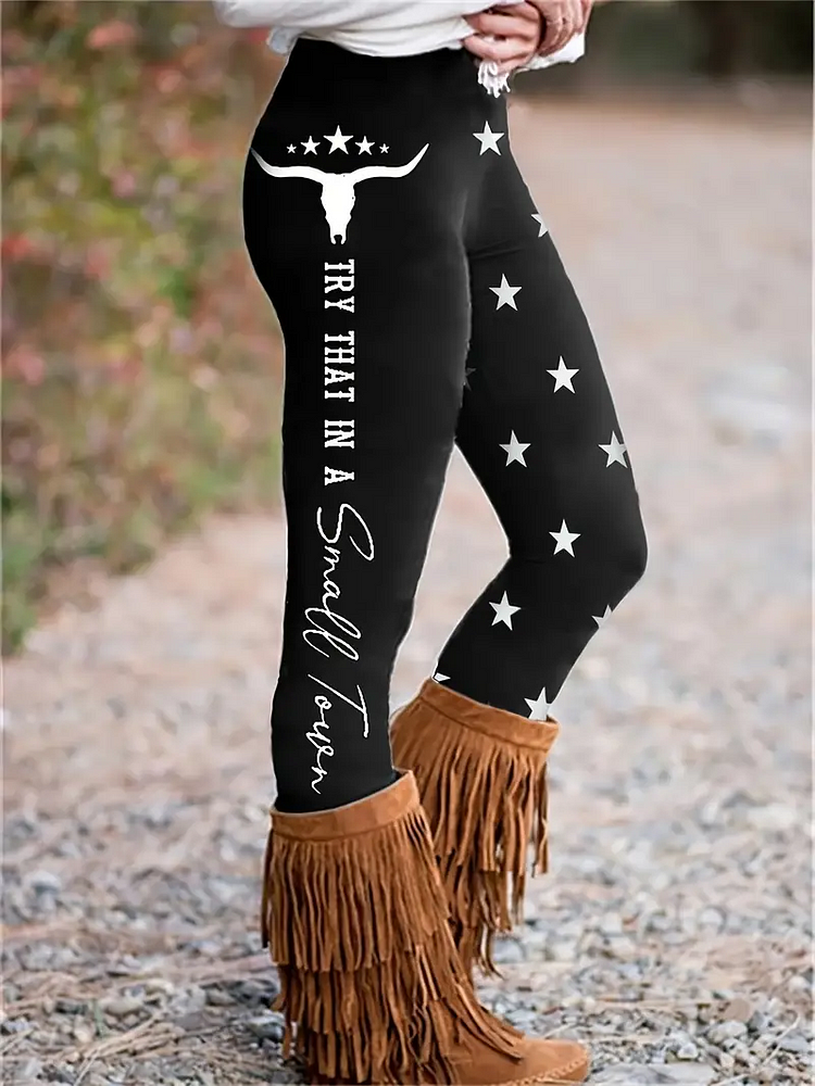 Star & Letter Print Leggings