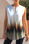 Plus Szie Ombre Print Button Up Tank Top