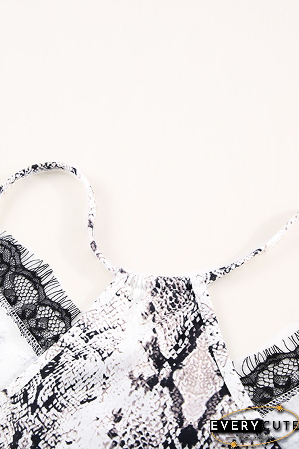 Plus Size Snakeskin Lace Splicing Spaghetti Strap Tank Top