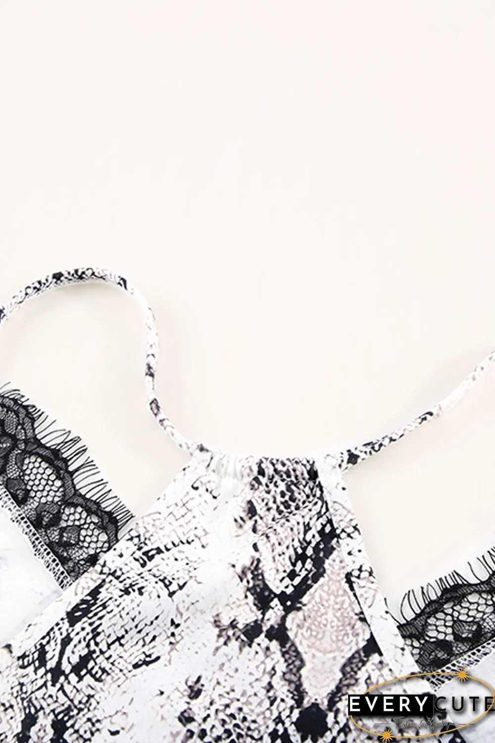 Plus Size Snakeskin Lace Splicing Spaghetti Strap Tank Top