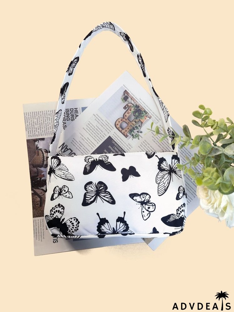 Butterfly Pattern Chain Baguette Bag