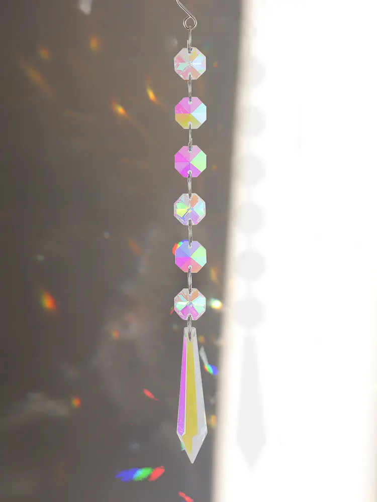 Crystal Wind Chimes Ornament AB Color Beads Hanging Pendant Kids Room Decor