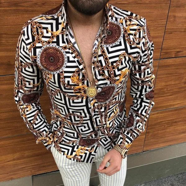 Fashion Vintage Print Short-sleeved Shirt