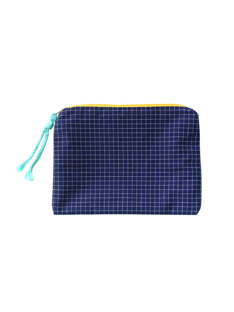 Fashion Women Plaid Printing Small Handbags Cosmetic Storage Bags (Blue)