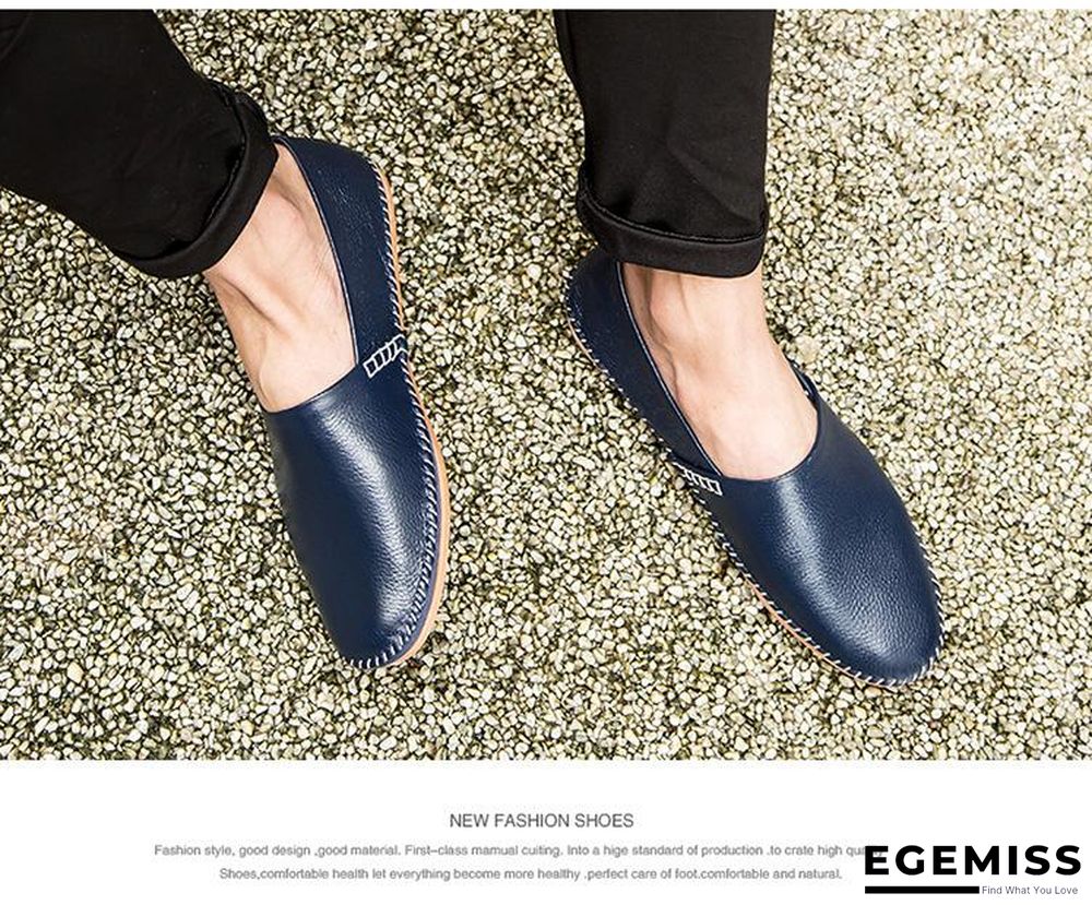 Men Non-slip Fashion Slip On Genuine Leather Flats Moccasins Loafers Shoes | EGEMISS