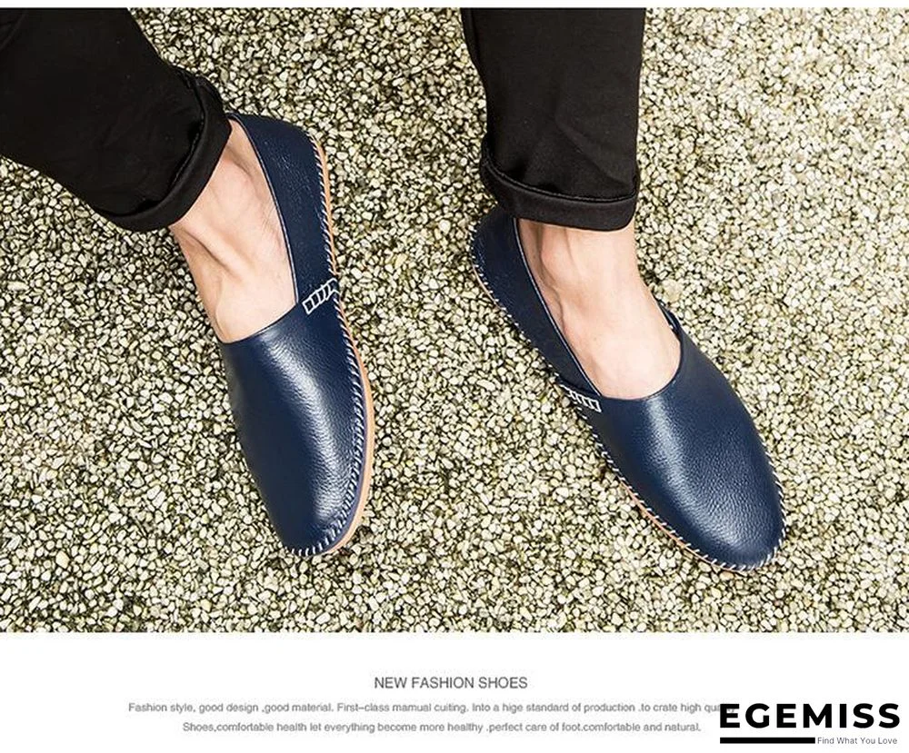 Men Non-slip Fashion Slip On Genuine Leather Flats Moccasins Loafers Shoes | EGEMISS