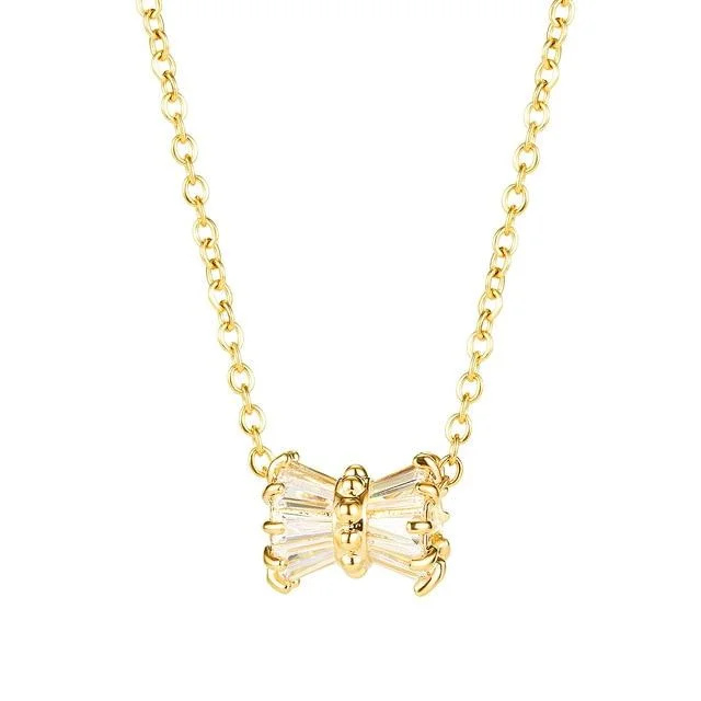 Butterfly Bowknot CZ Shiny Unique Clavicle Chain Stainless Steel  2020 Fashion-Mayoulove