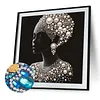 Pearl Headwrap Black Lady Special Shaped 5D DIY Partial Drill Diamond Art Kit 30x30cm Diamonds Dots Gem Art Kits for Adults Home Decor