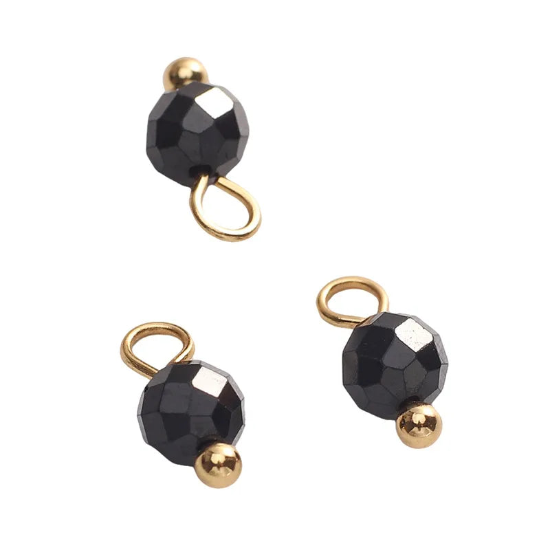 5 PCS/Package Diameter 3mm Diameter 4mm Hole 1~1.9mm Alloy Natural Stone Geometric Pendant Jewelry Accessories