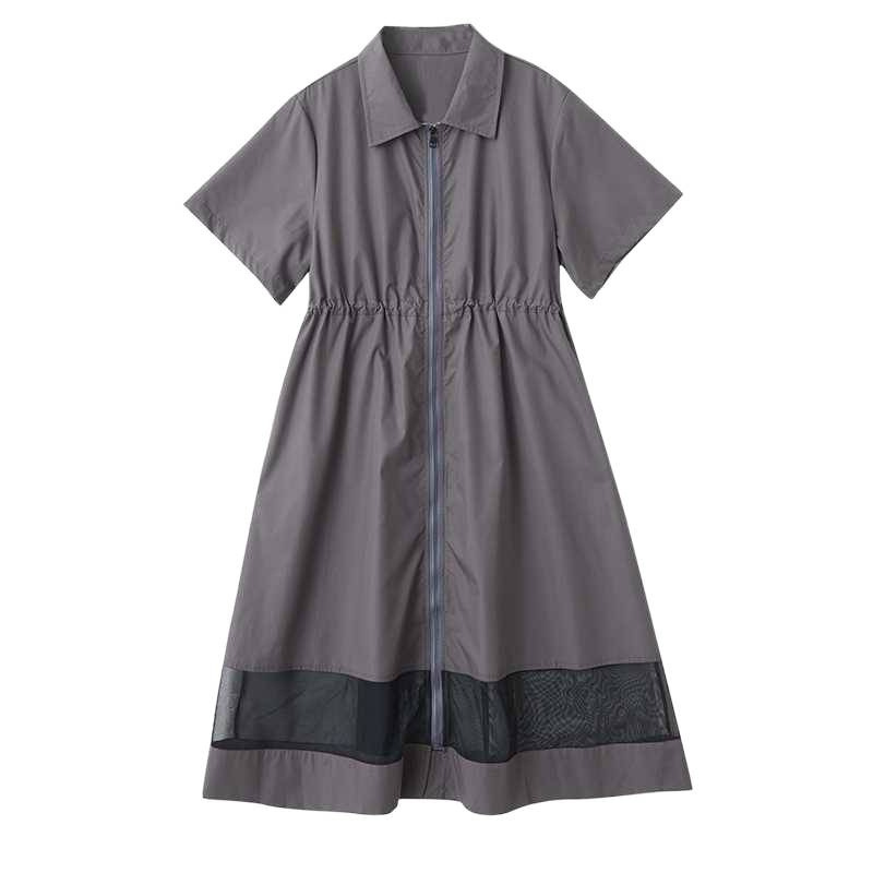 Casual mesh splicing zipper dress