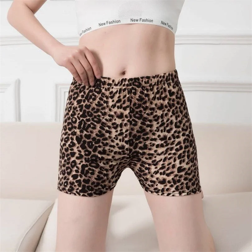 CUHAKCI Casual Short Summer Women Jogging Sexy Leopard Gym Fitness Elastic Waist Printed Push Up Sports