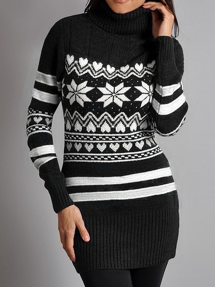 Christmas casual high neck knitted top-luchamp:luchamp