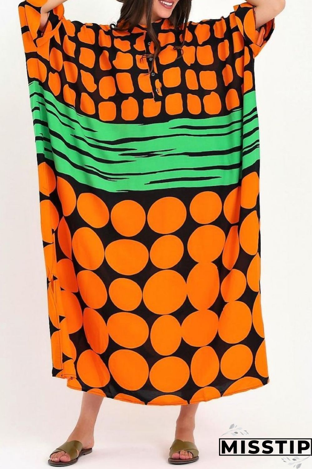 Yellow Casual Print Patchwork O Neck Long Dress Dresses