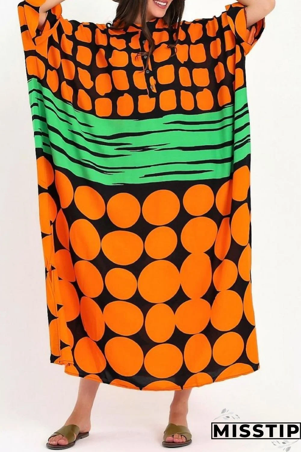 Yellow Casual Print Patchwork O Neck Long Dress Dresses