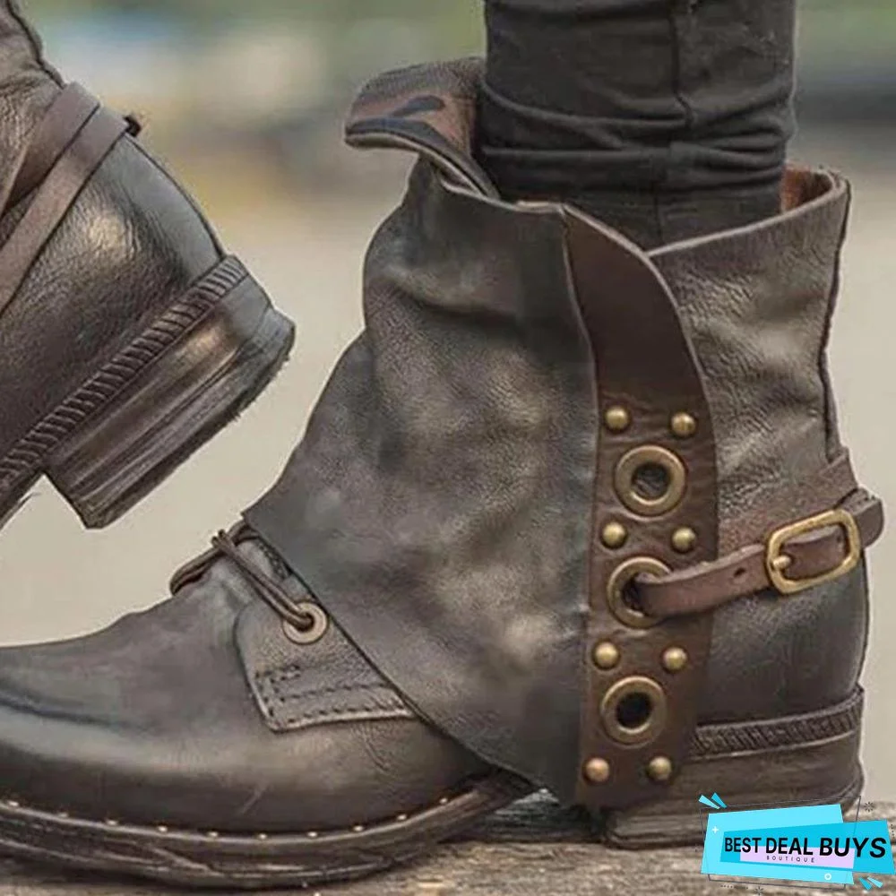 Vintage Zipper Casual Locomotive Style Boots