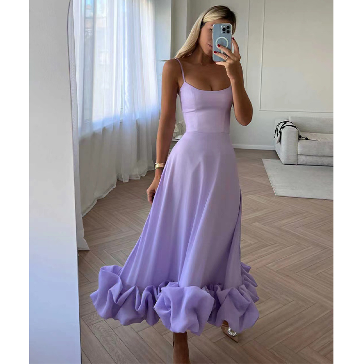 Sling 3D Flower Sweet Midi Dress