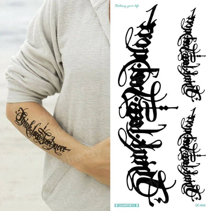 tatoos temporales for men women temporary tattoo lettering english words on chest arm sleeve tattoo sticker mens body art sexy