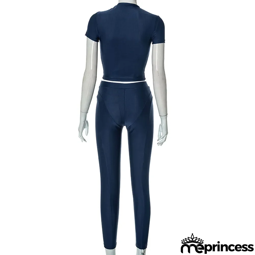 Women Summer Short Sleeve T-Shirt And Trousers Casual Two-Piece Set