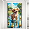 Diamond Painting -DIY Full Round Drill Dog Playing(40*70CM)