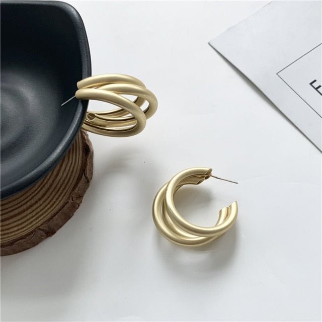 YOY-Minimalist Gold/Silver Color Round Earrings