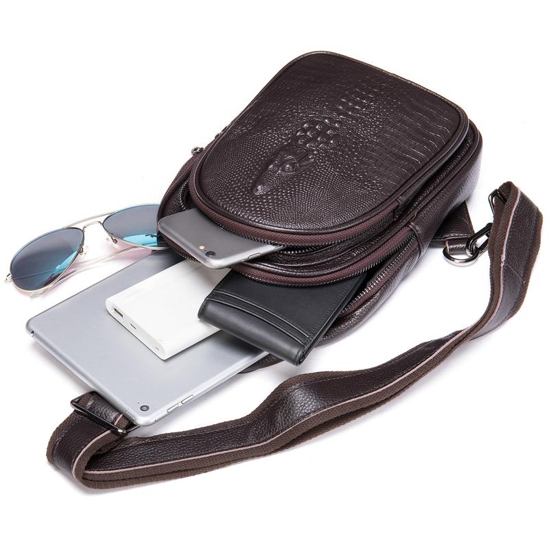Soft Crorodile Leather Casual Comfy Chest Bags  With Large Capacity