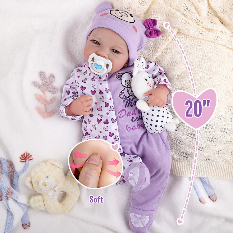 20'' Reborn Baby Toddlers Girl Leen Awake Lifelike Newborn Baby Dolls,  Funny Feeding Accessories Preschool Gift