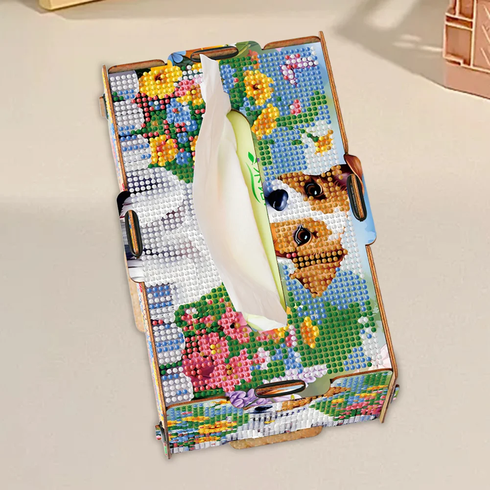 Diamond Painting Tissue Box Kits Decorative Rhinestone Craft Kit (Cute Puppy)