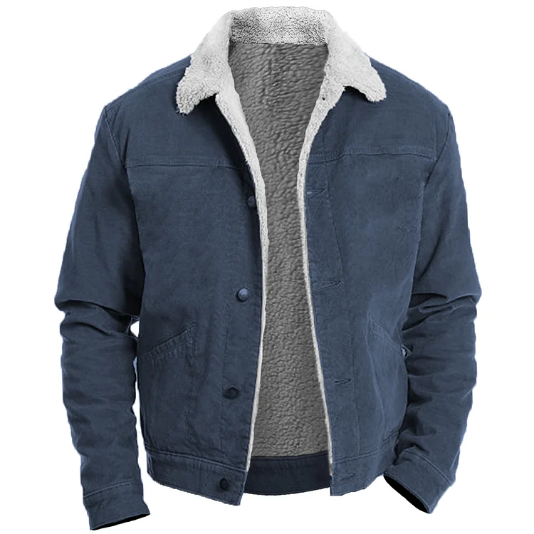Men's Vintage Motorcycle Feng Shui Wash Fleece Long Sleeve Jacket