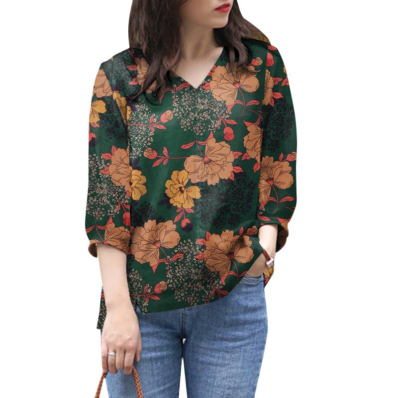 Summer Women Tops Vintage 3/4 Sleeve Floral Printed Blouse ZANZEA Bohemain Female OL Work Blusas Cotton Chemise Casual Shirt