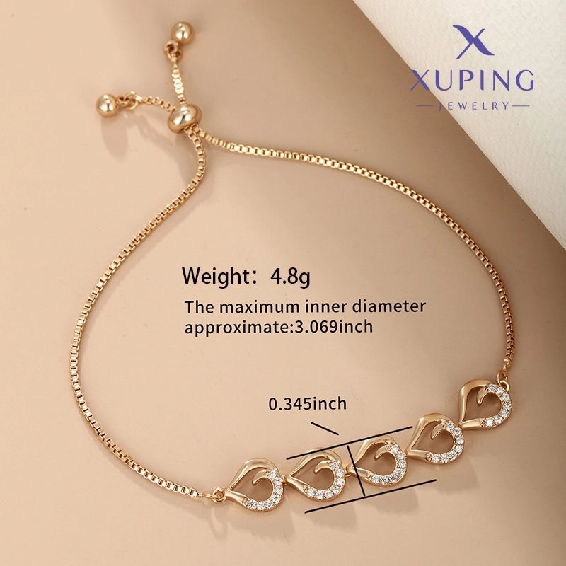 IG Style Fairy Style Minimalist U Shape Geometric Heart Shape Copper Plating Inlay 18K Gold Plated Artificial Gemstones Bracelets