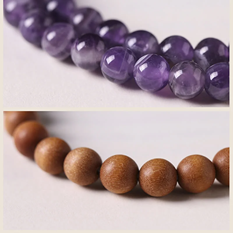 Natural Sandalwood Crystal Protection Double Wrap Bracelet