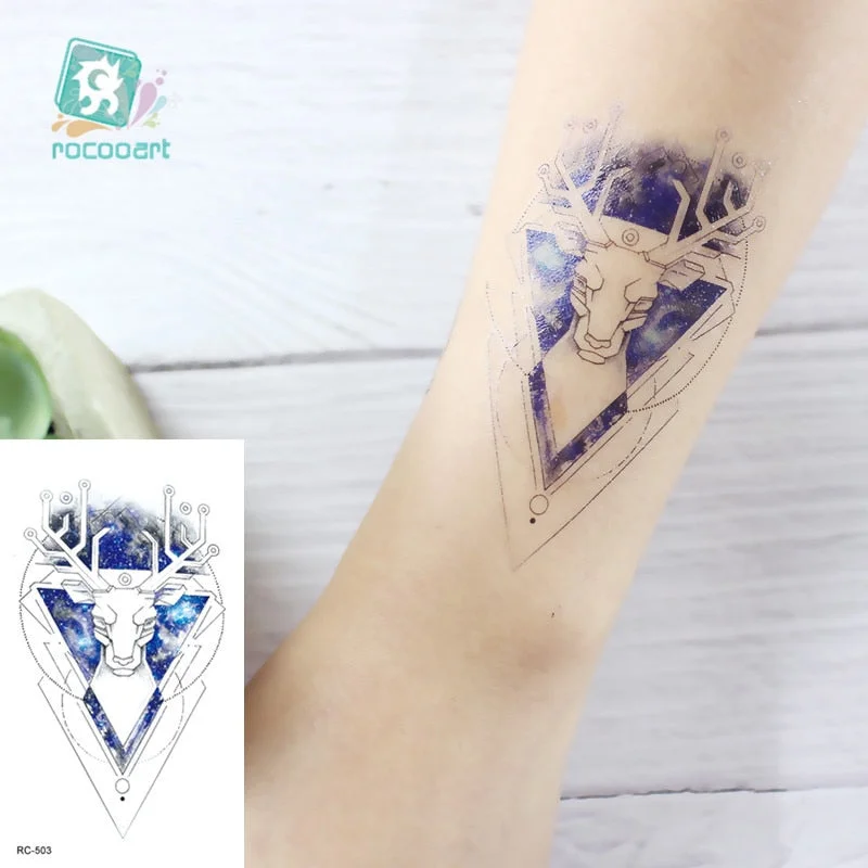Rocooart Animal Waterproof Temporary Tattoo Sticker Flamingo Cat Fox Tatoo Body Art Women New Fake Taty Tatuaje Cute Small Tatto