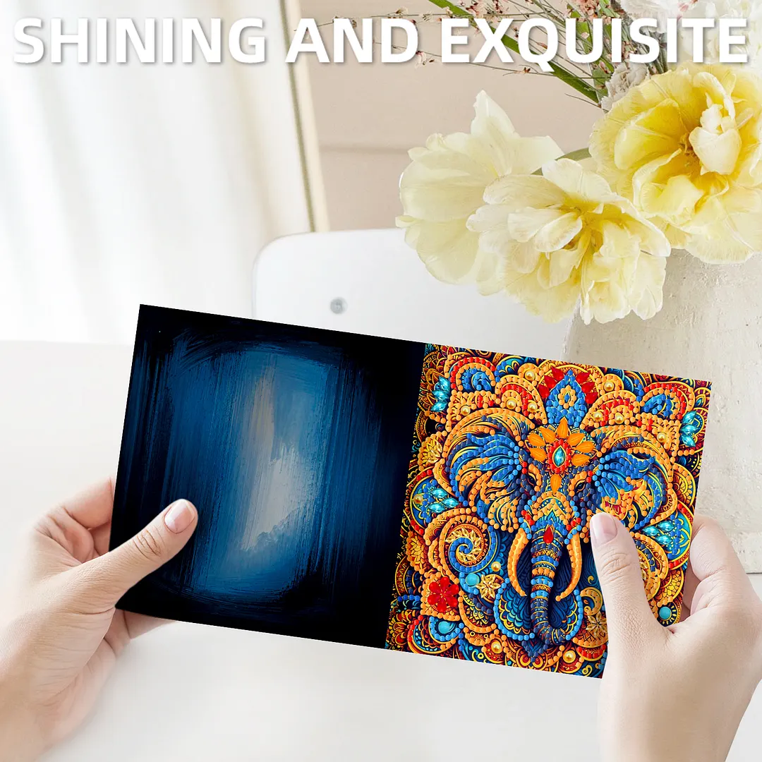 6pcs Elephant DIY Diamond Painting Greeting Card Kits with Envelopes Diamond Art Greeting Cards Diamond Art Cards Kits for Adults DIY Crafts Family Friend Gifts