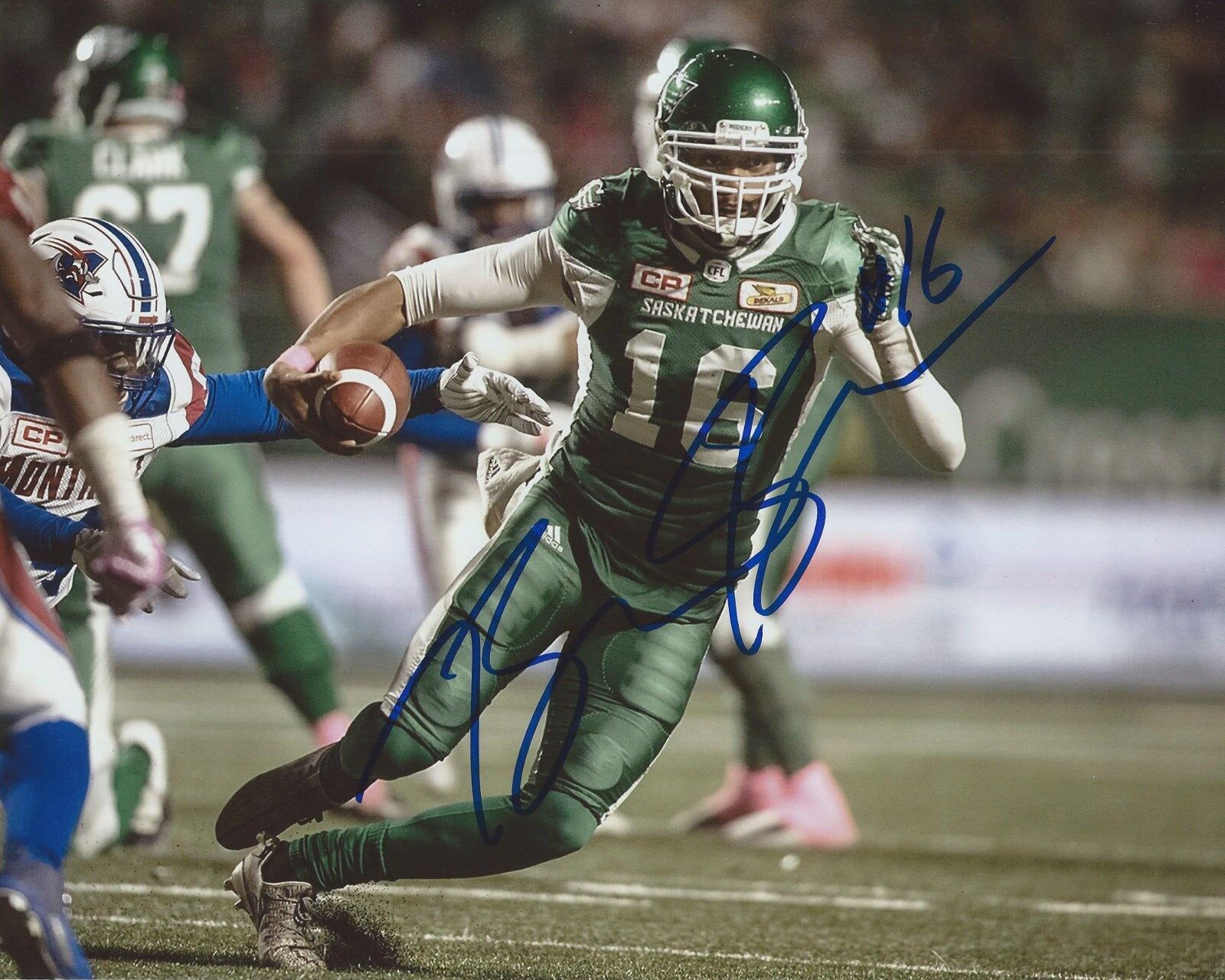 Brandon Bridge Signed 8x10 Photo Poster painting Saskatchewan Roughriders Autographed COA C