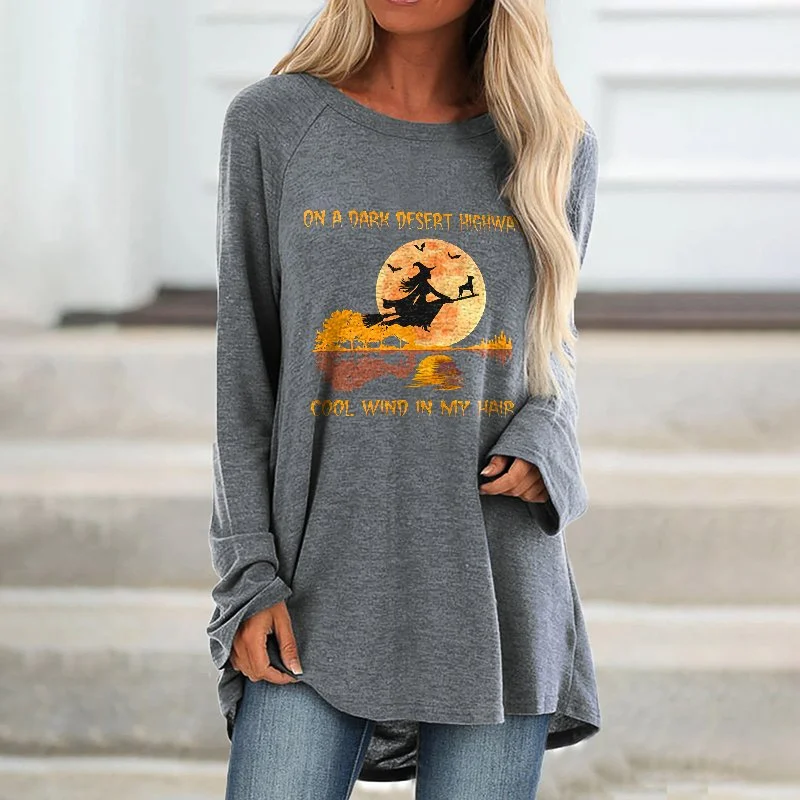 On A Dark Desert Highway Cool Wind In My Hair Printed Women's T-shirt