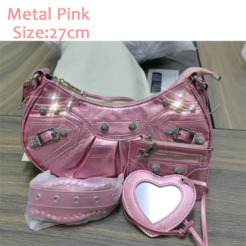 Bag New 2023 Black Gothic White Fashion Black Pink Rivets Crossbody Shoulder Bags Purse Women Underarm Bags  Motorcycle Bag
