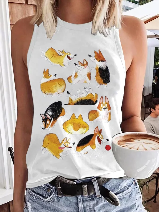 Women's Cute Dog Printed Casual Vest