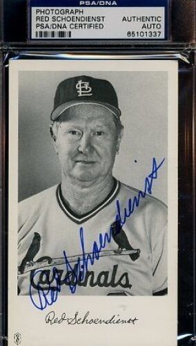 Red Schoendienst Signed Psa/dna Team Issue Photo Poster painting Certified Autograph Authentic