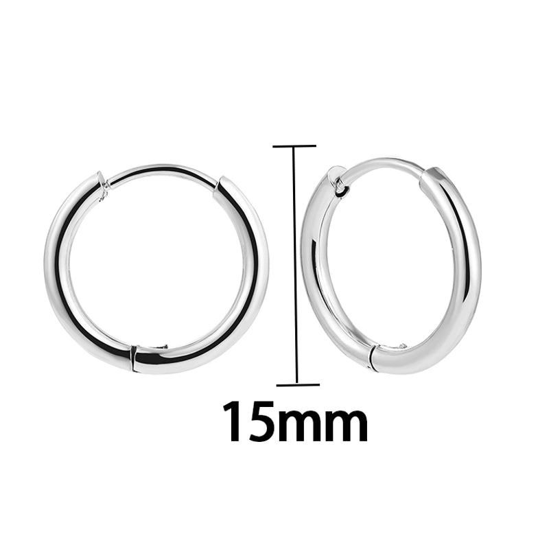 1 Pair Minimalist Solid Color Plating Stainless Steel Hoop Earrings