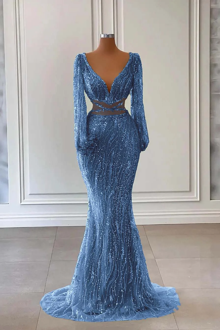 Green V Neck Sleeveless Pleated Rhinestones Beading Mermaid Long Formal Evening Dress main image 1