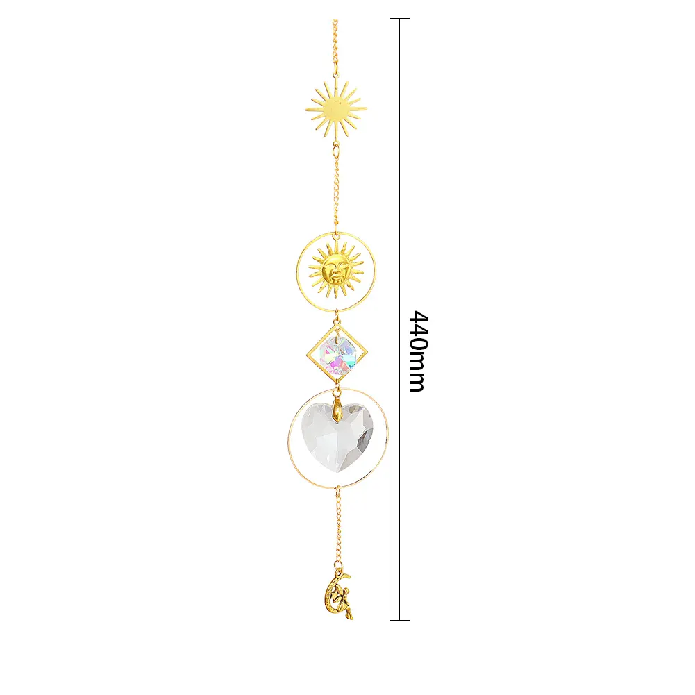 Hanging Moon Sun Heart Ball Light Catcher Crystal Outdoor Wind Chime (67)