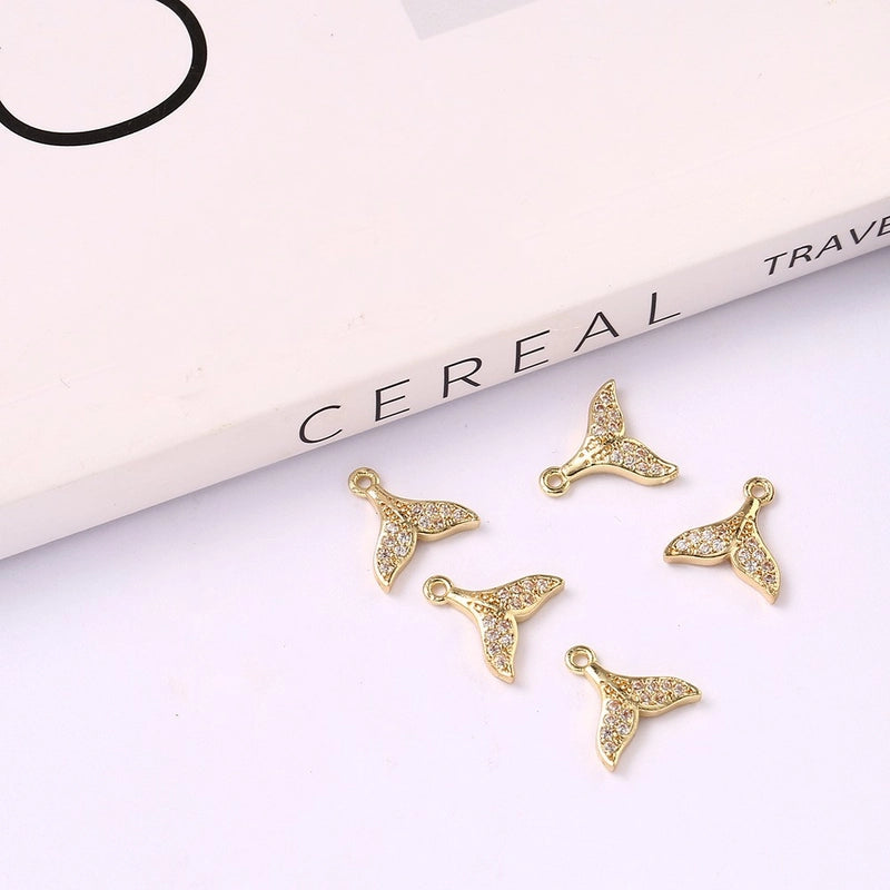 5 PCS/Package 15*25mm Metal Zircon Star Leaves Flower Jewelry Accessories Pendant