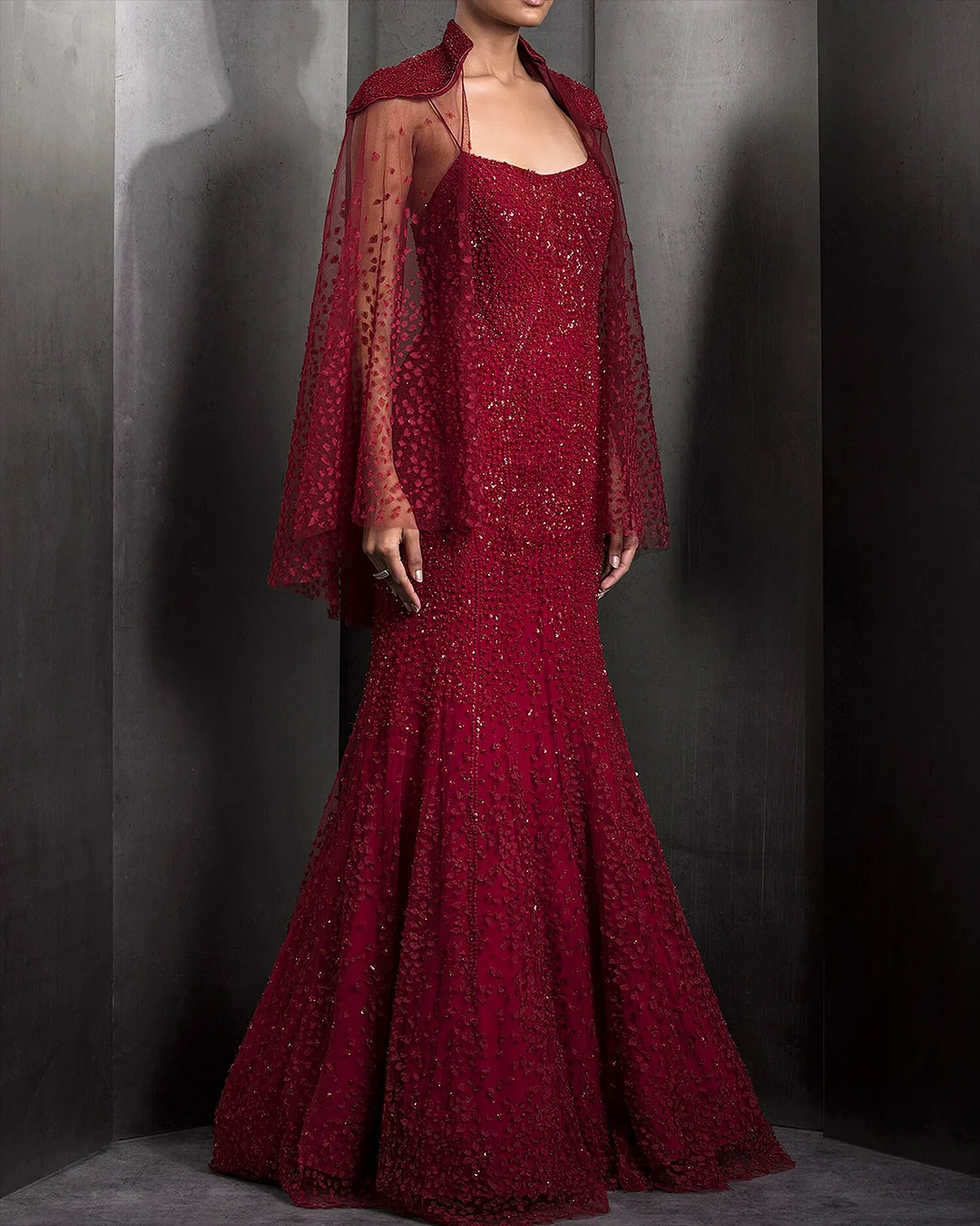 Women's Shawl Mesh Sequin Dress