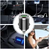 Mini chargeur de voiture rapide avec anneau de traction en m&eacute;tal et double port USB