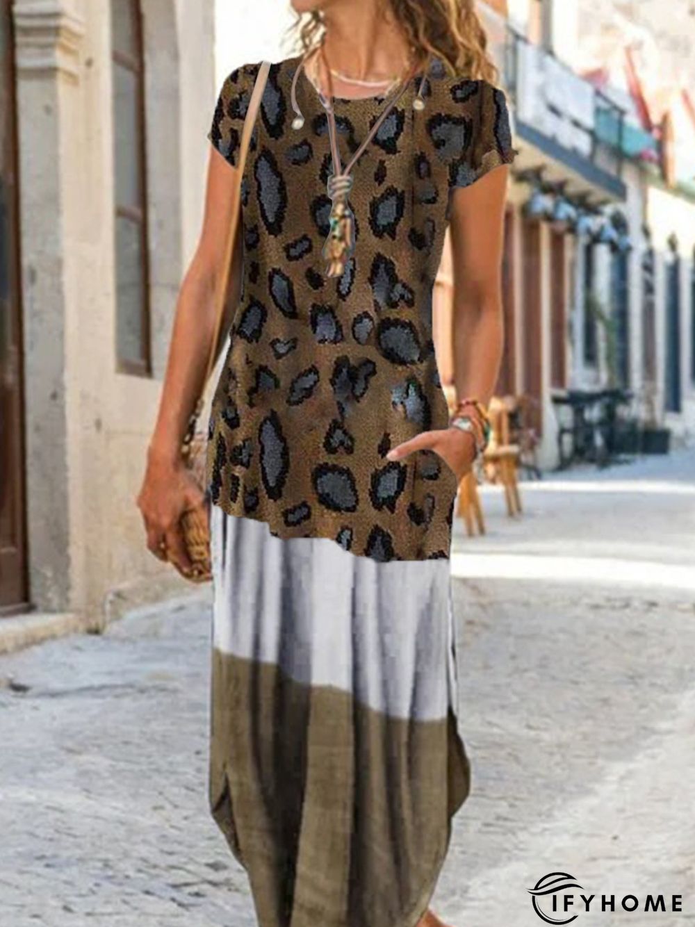 Short Sleeve Casual Knitting Dress | IFYHOME