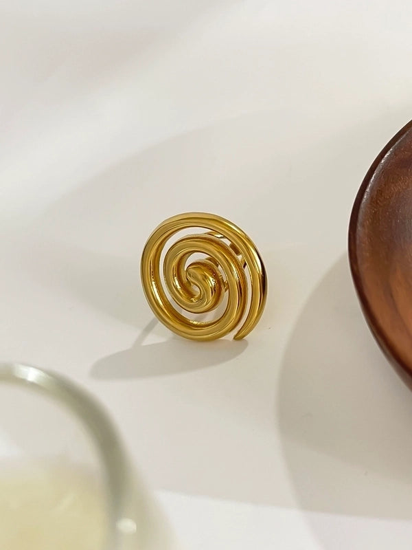 Casual Nordic Style Retro Geometric 316L Stainless Steel  18K Gold Plated Irregular Open Rings