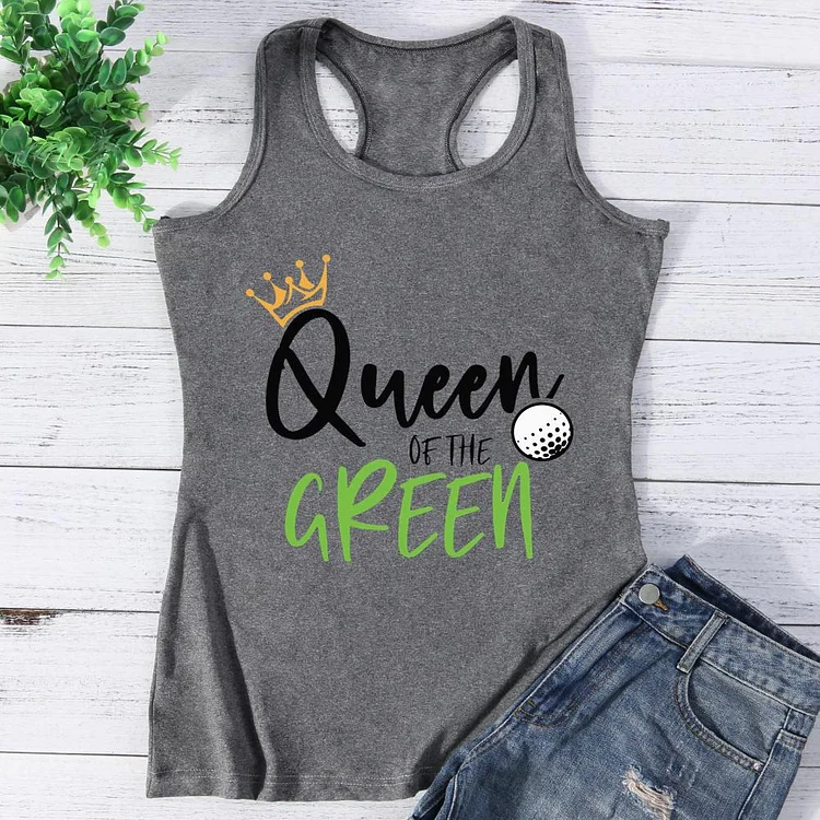 Funny Ladies Golf Queen of the Green Vest Top-Annaletters