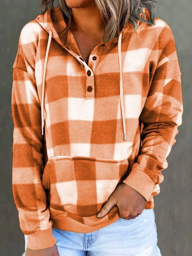 Vintage Check Print Hoodie