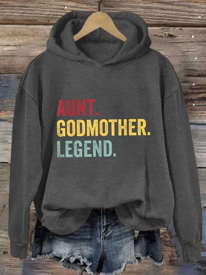 Women's Aunt Godmother Legend Print Hooded Sweatshirt socialshop