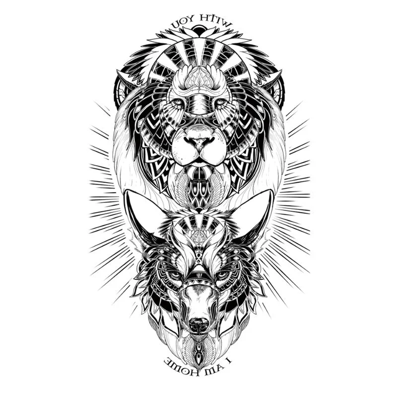 Waterproof Temporary Tattoo Stickers Butterfly Tiger Feather Design Tattoo Children Black Body Art Fake Tattoos for Men Women